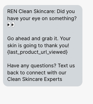 REN Clean Skincare Cart Abandonment SMS