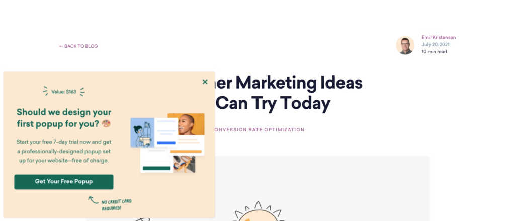 Returning Subscriber Popup Example