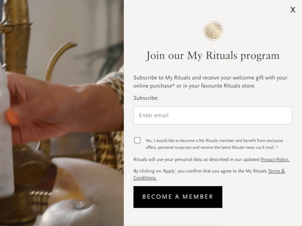 Rituals Loyalty Program Signup Form With Video