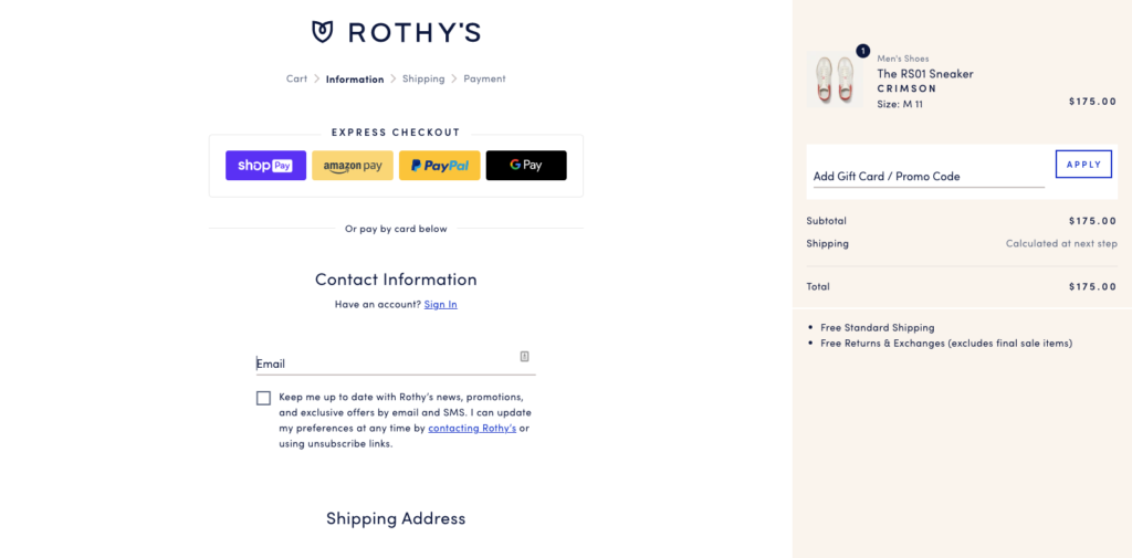 Rothy’s Checkout