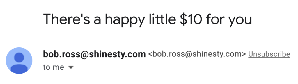Shinesty Bob Ross Browse Abandonment Subject Line