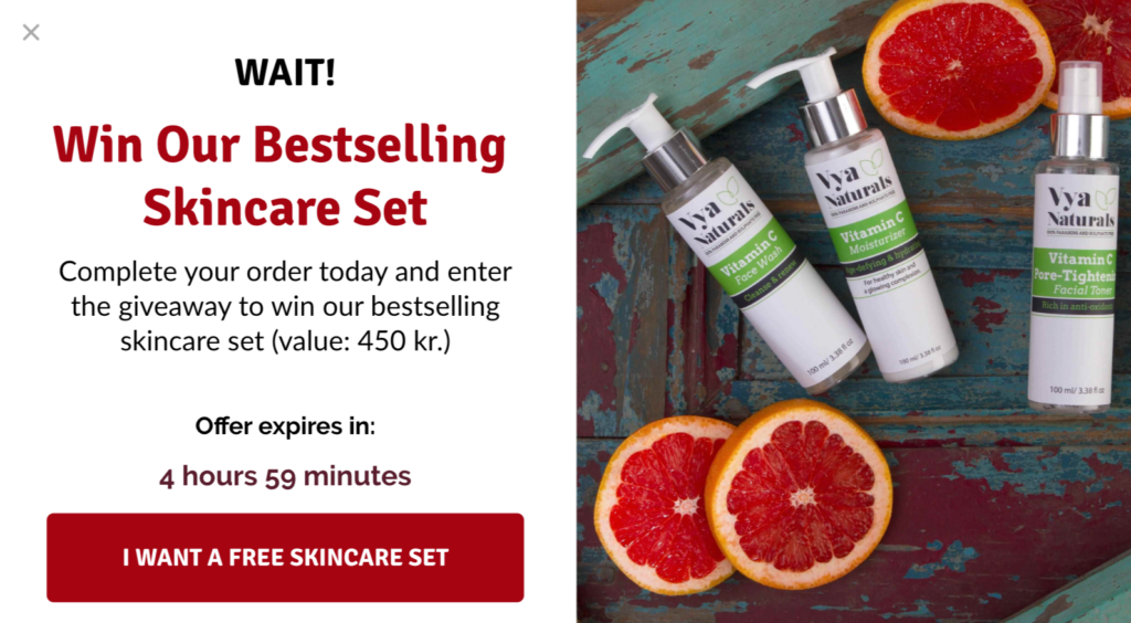 Skincare Giveaway Popup Example