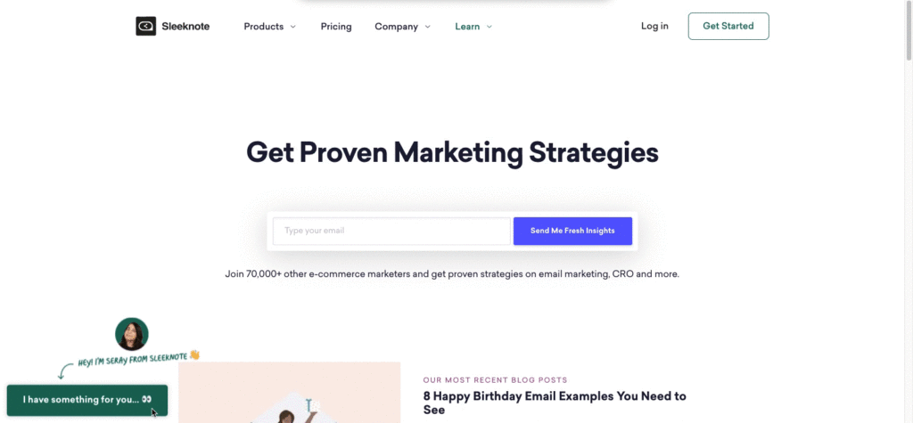 Sleeknote Blog Popup