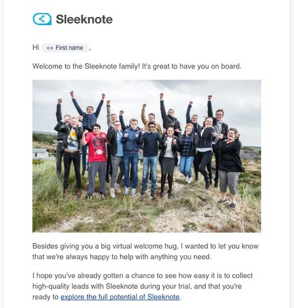Sleeknote Email Example