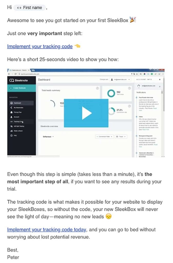 Sleeknote No Code Email