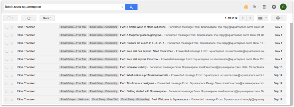 SquareSpace Email Onboarding Work