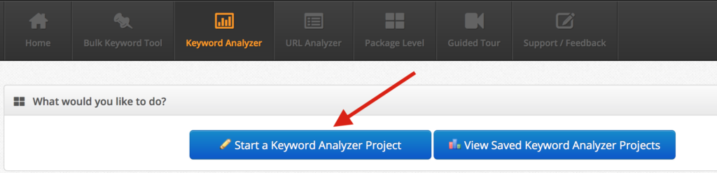 Start a Keyword Analyzer Project