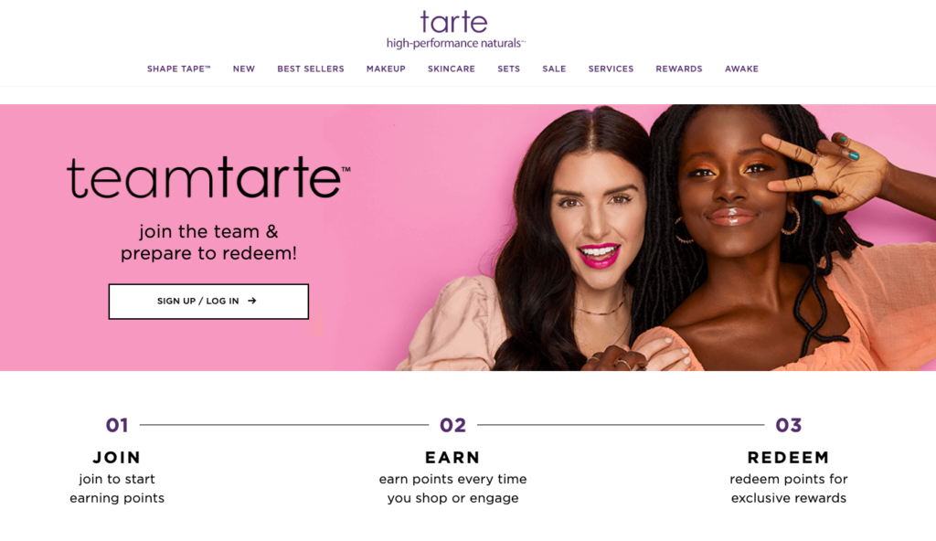 Tarte Loyalty Program Landing Page