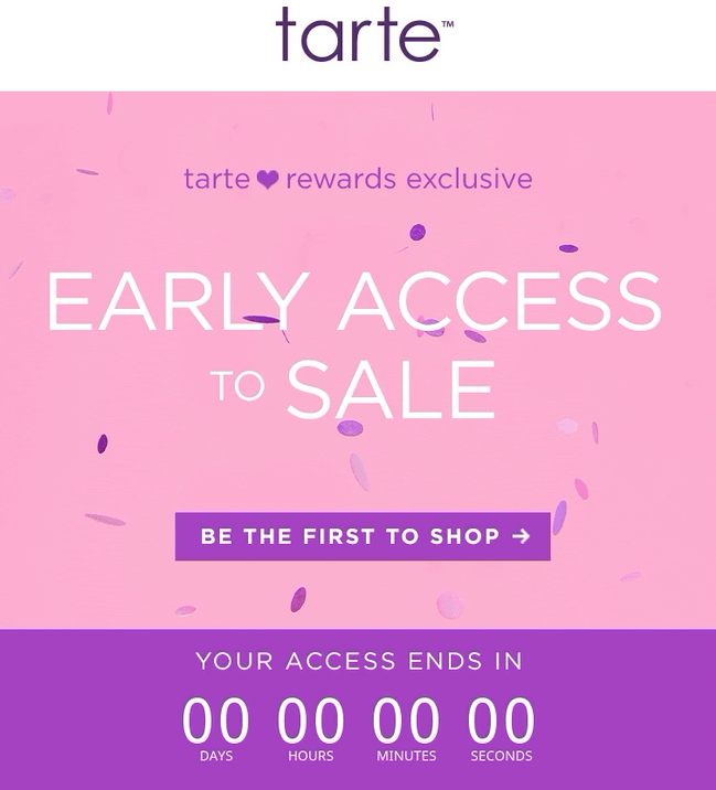 Tarte Rewards Early Access Email