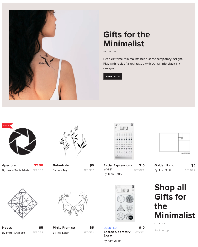 Tattly Gift Guide Landing Page