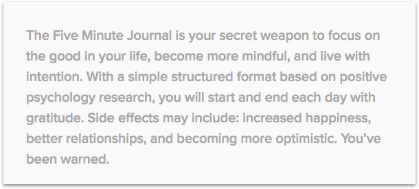 The Five-Minute Journal Product Description