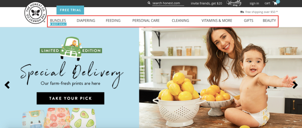The Honest Company Homepage