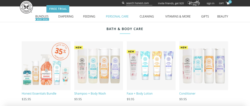 The Honest Company Product Page