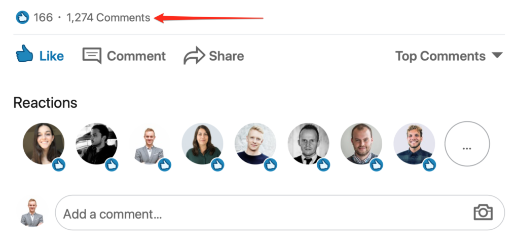 The Number of Comments on Emil_s LinkedIn Post