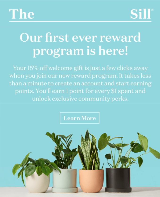 The Sill Customer Loyalty Program Invite Email