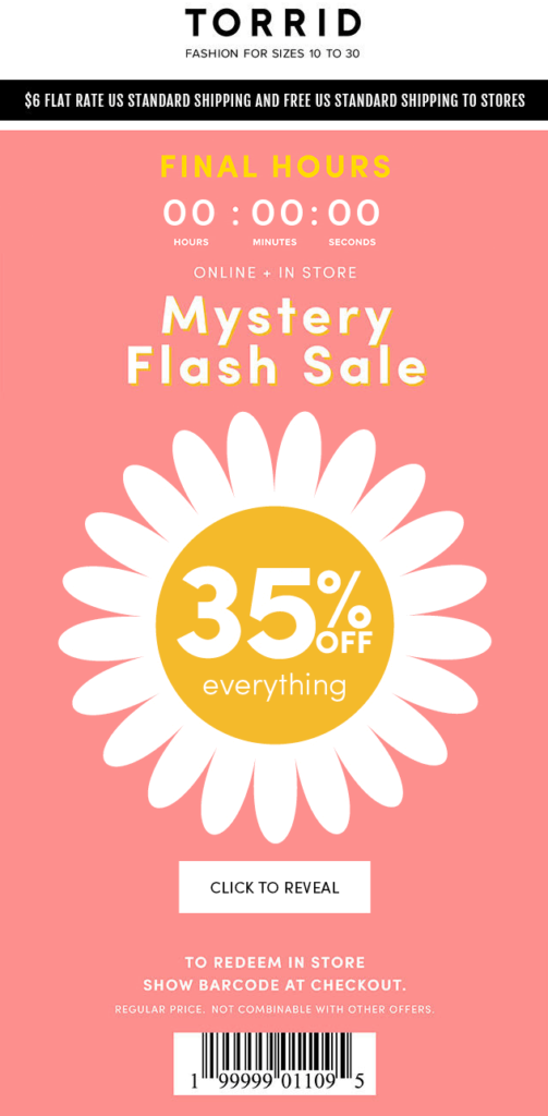 Torrid Mystery Flash Sale Email