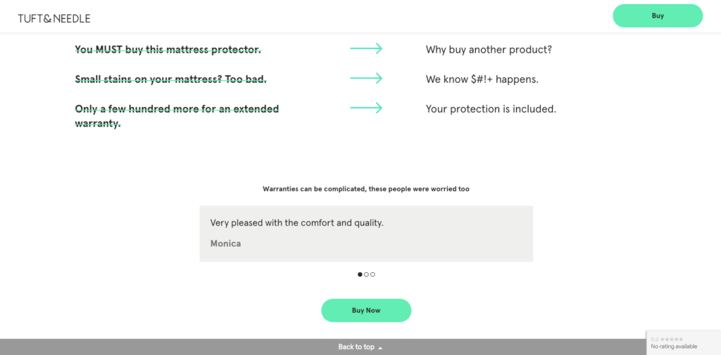 Tuft & Needle Objection Handle Copy Example