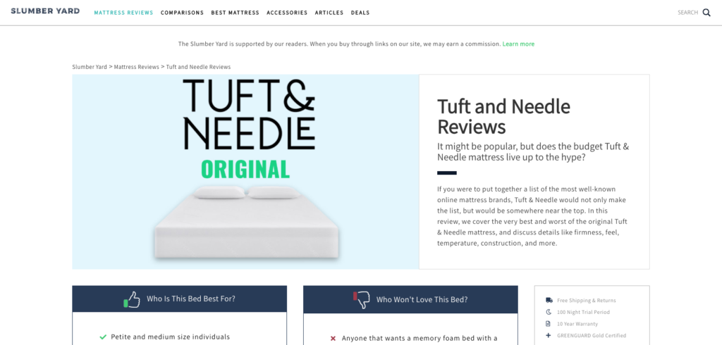 Tuft & Needle Needle Customer Testimonial