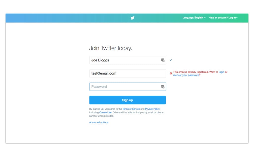 Twitter Error Message Example