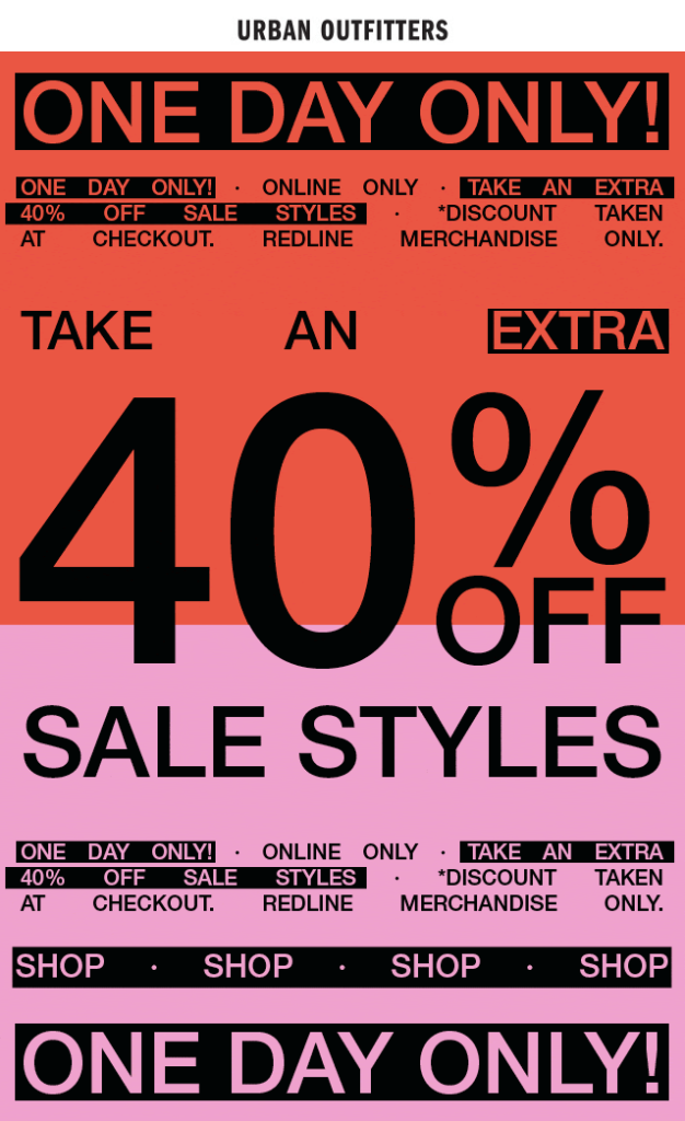 Urban Outfitters Discount Email Design