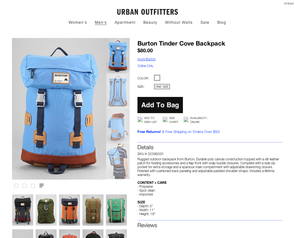 Urban Outfitters Product Page