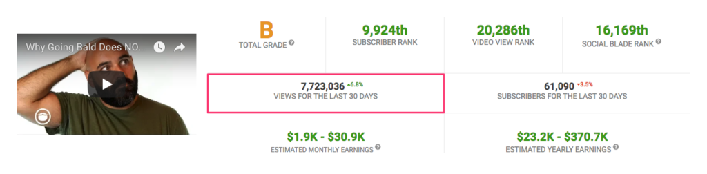 Views for The Last 30 Days