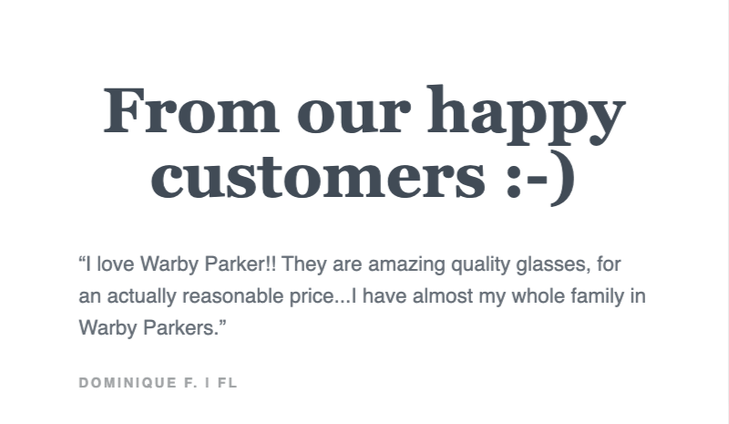 Warby Parker Email Example 2
