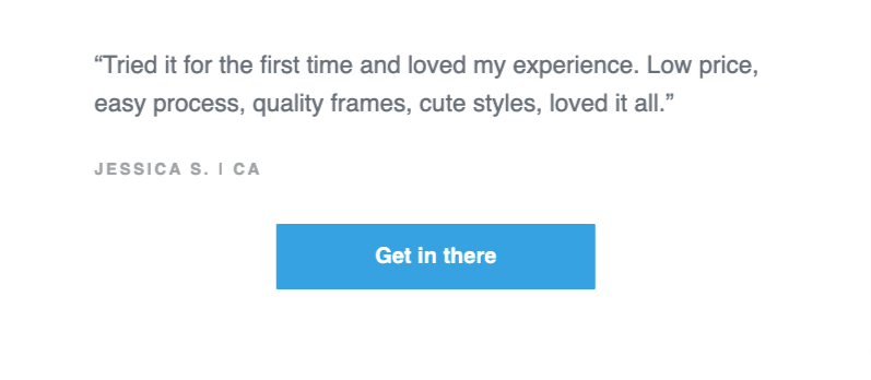 Closing call to action in the Warby Parker abandoned cart email sending the shopper back to checkout