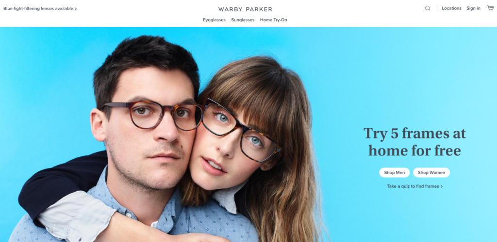 Warby Parker Homepage