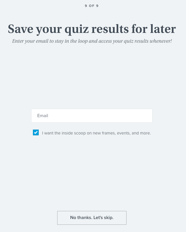 Warby Parker Lead Generation Quiz 3