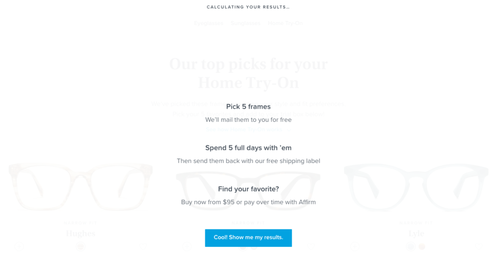 Warby Parker Lead Generation Quiz 4