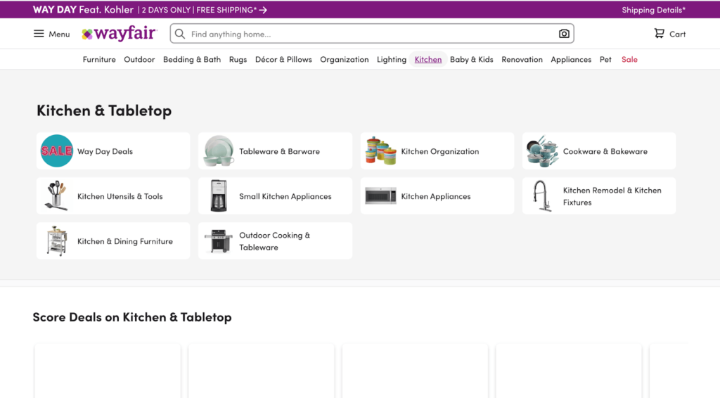 Wayfair Kitchen Category