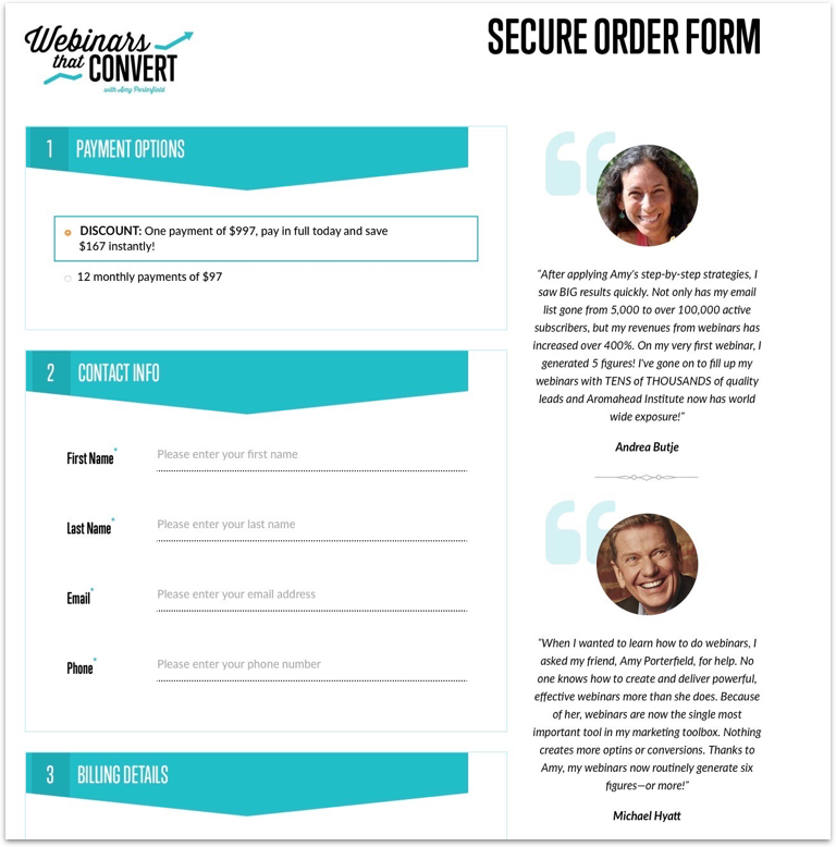 Webinars That Convert Checkout Page