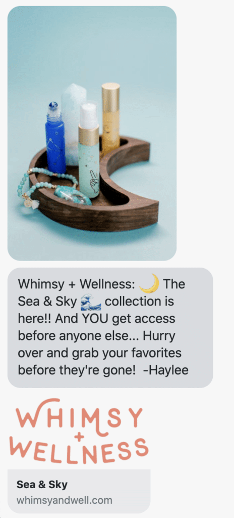 Whimsy + Wellness SMS Marketing Example