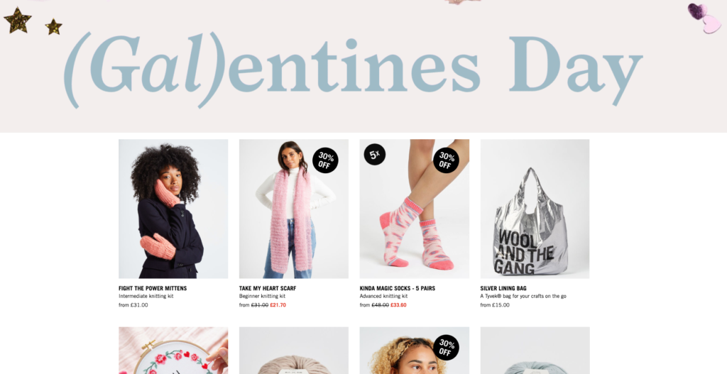 Wool and the Gang Galentines Day Landing Page