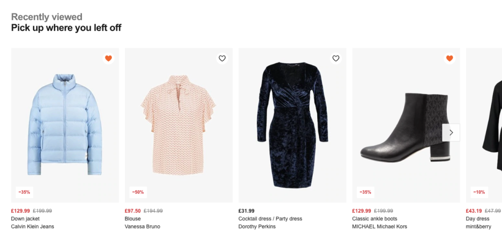 Zalando Recently Viewed