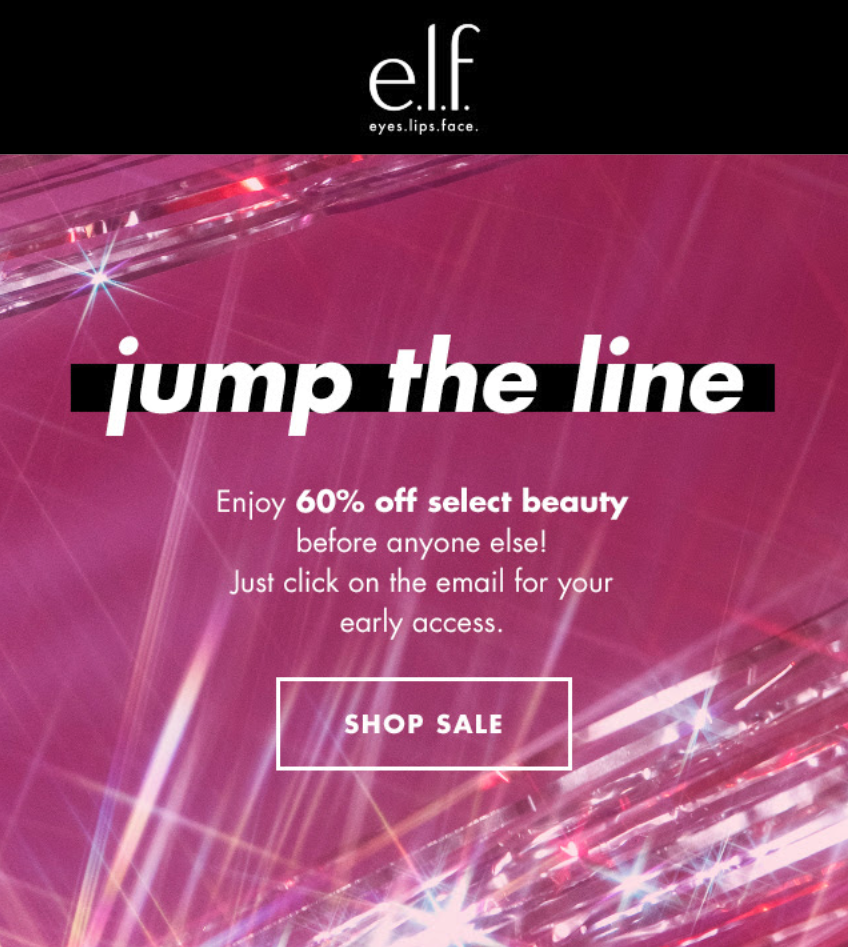 elf Cosmetics Early Access Email