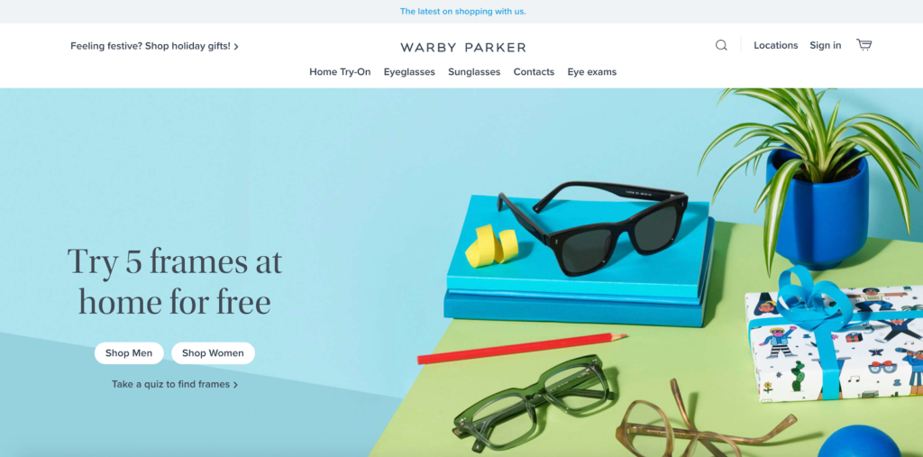 Warby Parker Homepage