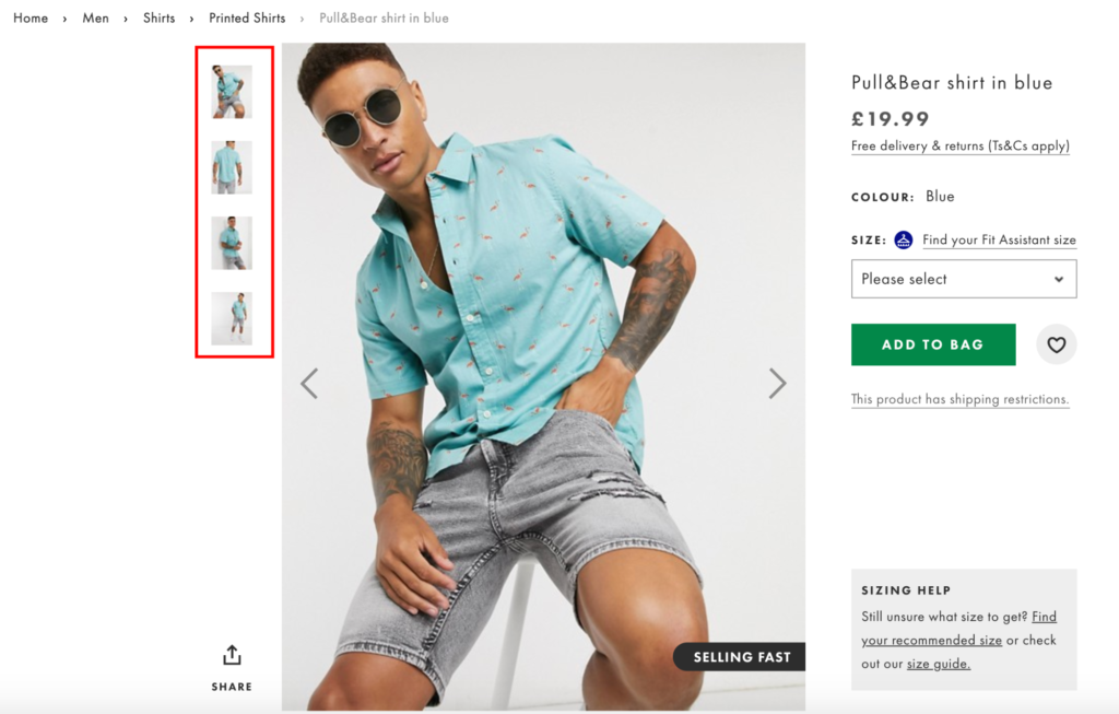 Number Of Pictures In Asos Product Page