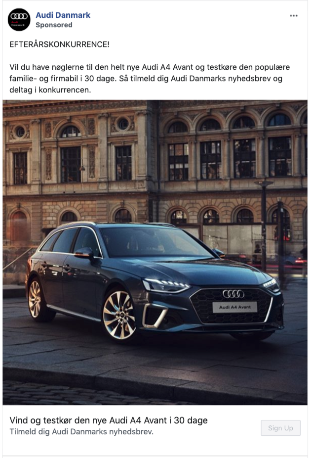 Audi Denmark Facebook Lead Ad