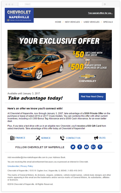 Chevrolet of Naperville Subject Line