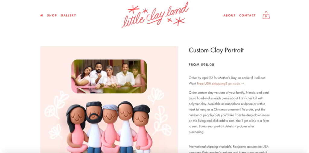 Little Clay Land Squarespace Store Example