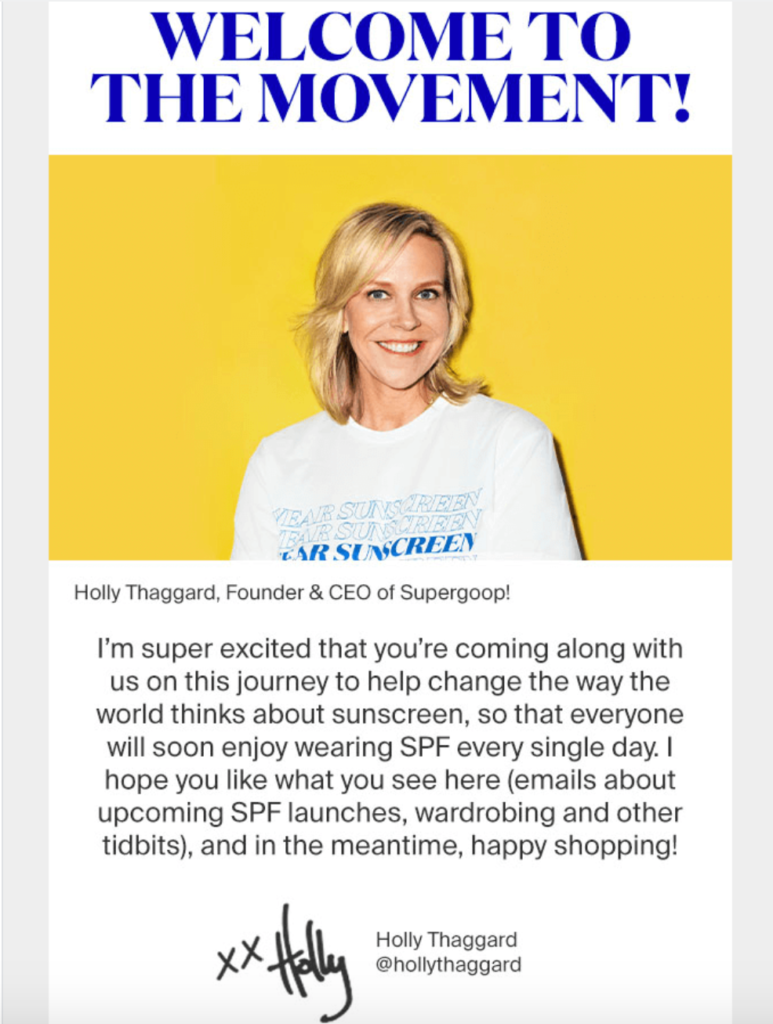 Supergoop Welcome Message