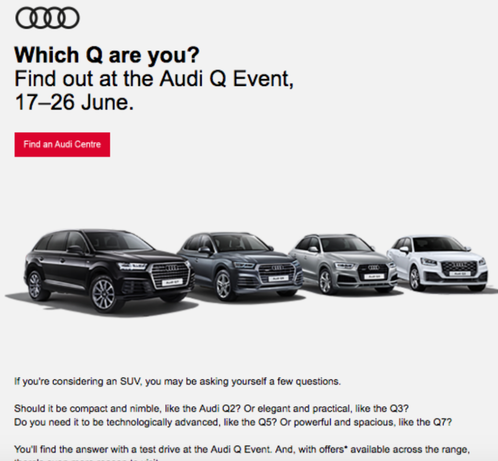 Audi Subject Line