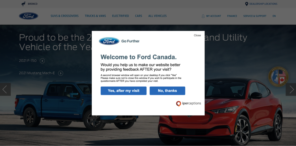 Ford Canada Popup