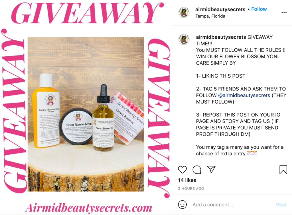 Airmid Beauty Secrets Giveaway Examples