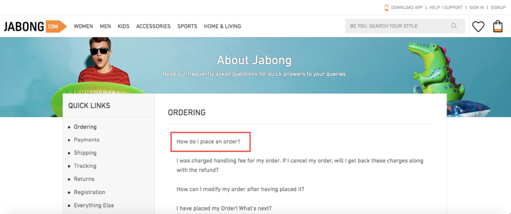 Jabong Page