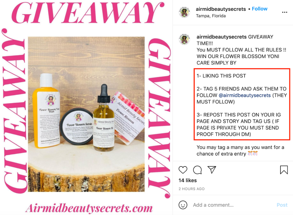 Sample trial giveaways