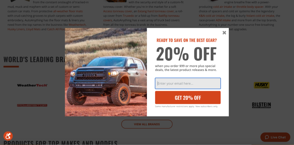 AutoAnything Popup