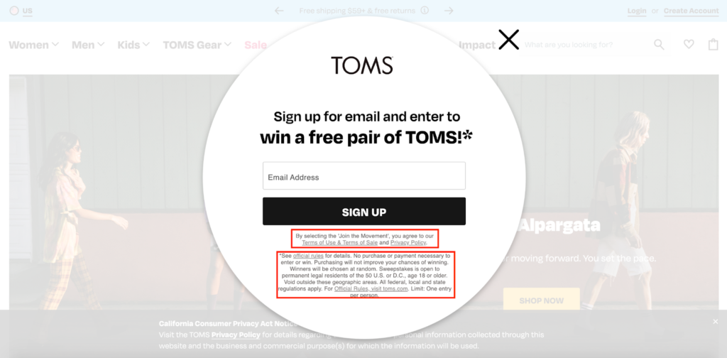 TOMS Giveaway Example 3